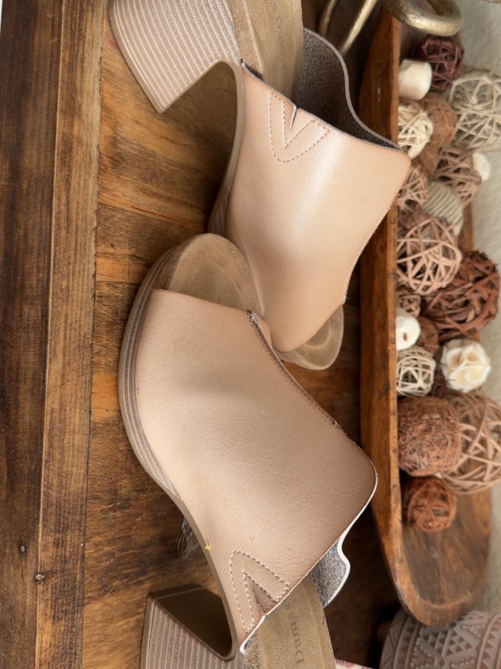 Pierre Dumas Beige Open-Toe Block Heel Mules- Morgen1